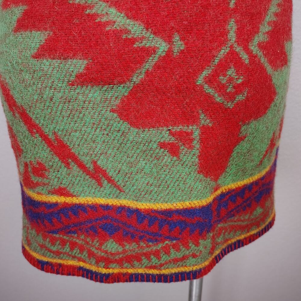 Ralph Lauren Country Wool Southwest Tribal Blanket Skirt Red Blue Green 6 - Picture 14 of 16